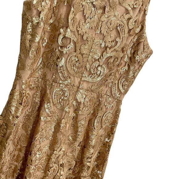 Dress the Population Women's Gold Sequin Blair Fit-&-Flare Midi Dress ; Large - Picture 7 of 15